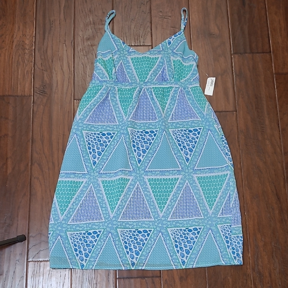 NWT Old Navy Teal & Blue Triangle Sleeveless Sundress with Adjustable Straps (S)